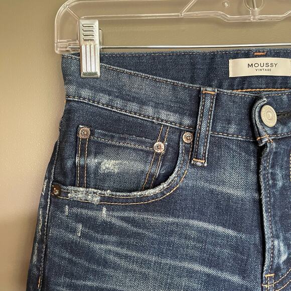NWOT Moussy MV VELMA‎ SKINNY JEAN DARK BLUE Size 24 Slightly Distressed Classic - Picture 7 of 16